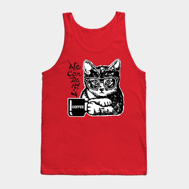 Funny cat motivated by coffee Tank Top by NewSignCreation